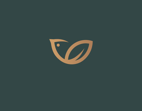 Minimalistic linear logo golden bird icon for business company