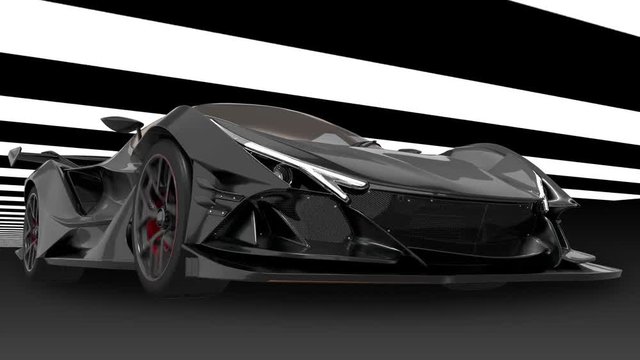 4K animation of Modern sport car. Great design for any purposes. 3d footage. Futuristic automotive technology. 