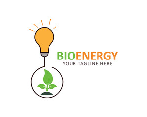 Bioenergy Logo. Light bulb with plant icon.