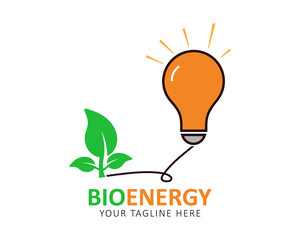 Bioenergy Logo. Light bulb with plant icon.