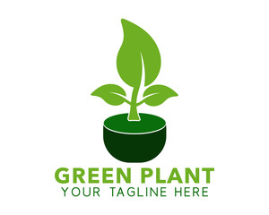 Green Plant logo. Editable vector EPS.