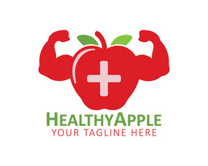 Healthy apple logo. Editable vector EPS.