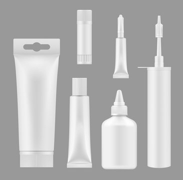 Glue tubes, silicon sealant containers 3D mockups