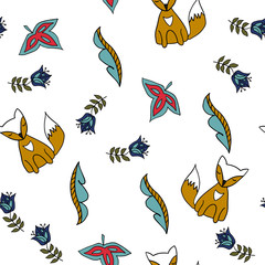 Seamless pattern with fox. fox - 265199767