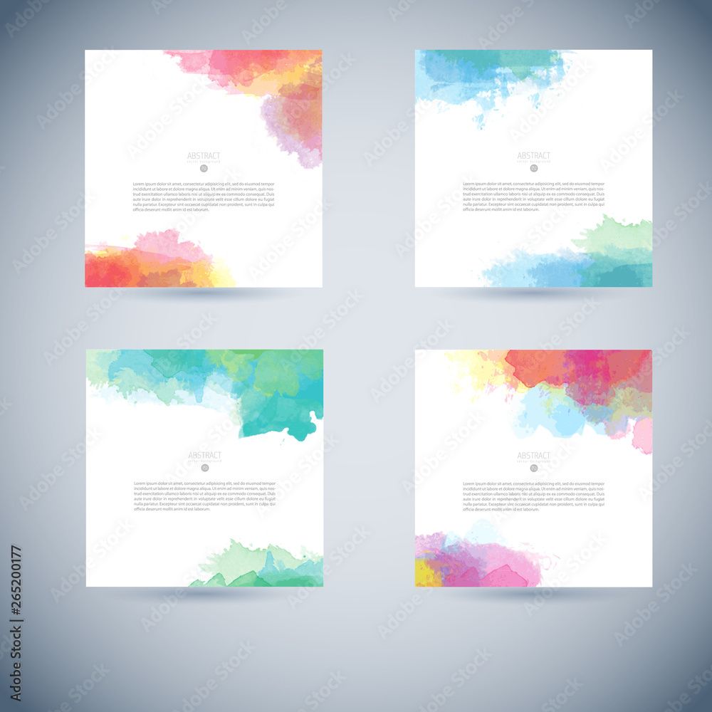 Wall mural Vector set of watercolor background card template