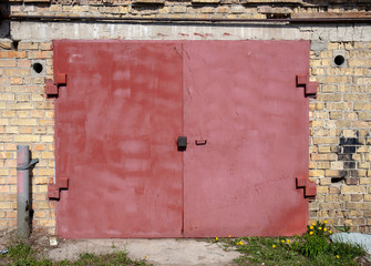 old metal warehouse door, hangar, high resolution photo