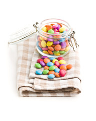 Colorful chocolate candy pills.