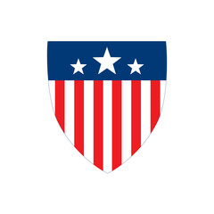 American Flag Badge Shield with stripes and stars, Independence Day Concept, Vector illustration isolated on white background