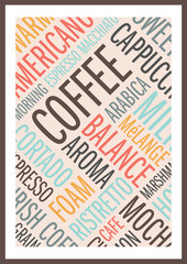Coffee words. Stylish poster.