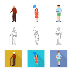 Vector design of character and avatar  icon. Collection of character and portrait vector icon for stock.