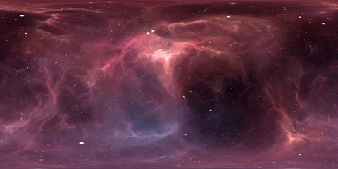 360-Grad-Weltraumnebel-Panorama, gleichwinklige Projektion, Umgebungskarte. Sphärisches HDRI-Panorama. Weltraumhintergrund mit Nebel und Sternen © Peter Jurik
