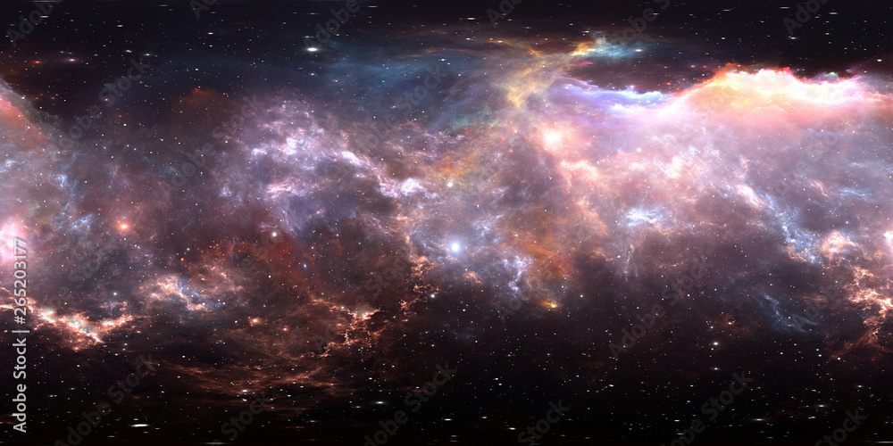 Sticker 360 degree stellar system and gas nebula. environment 360 hdri map. equirectangular projection, sphe