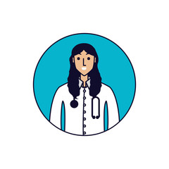 doctor female professional in frame circular