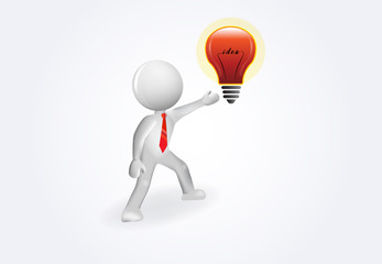 3d White man with a red bulb logo vector