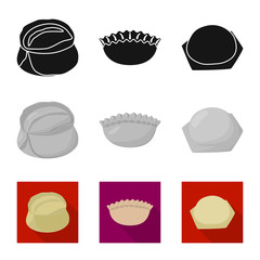 Vector illustration of products  and cooking symbol. Set of products  and appetizer stock symbol for web.