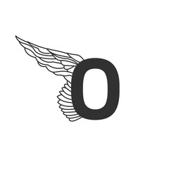 Elegant dynamic letter O with wing. Linear design. Can be used for any transportation service or in sports areas. Vector illustration isolated on white background