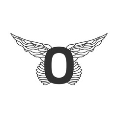 Fototapeta premium Elegant dynamic letter O with wings. Linear design. Can be used for any transportation service or in sports areas. Vector illustration isolated on white background