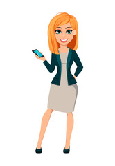 Cartoon character businesswoman with blonde hair