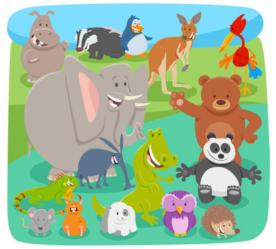 happy cartoon animal characters background