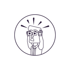 businessman stressed in frame circular