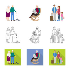 Vector illustration of character and avatar  logo. Set of character and portrait stock symbol for web.