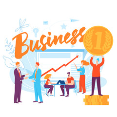 Vector concept business illustration with cartoon working people. 