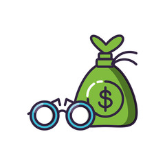 optical eyeglasses with money bag