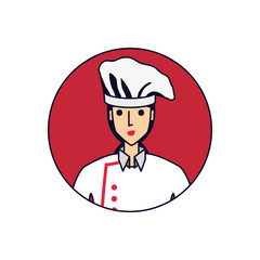 professional chef female in frame circular