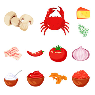 Isolated object of food  and flavors logo. Set of food  and ingredient  stock vector illustration.