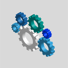 Isometric cogwheel icon - 3d cogwheels