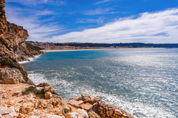 Panoramic landscape coastline of Atlantic ocean in Portugal