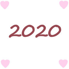 Happy new year 2020. White clean background. Bright illustration.