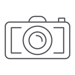 Camera thin line icon, photography and shoot, photo sign, vector graphics, a linear pattern on a white background.