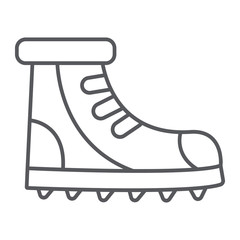 Boot thin line icon, footwear and hiking, shoe set sign, vector graphics, a linear pattern on a white background.