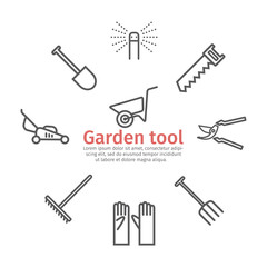 Garden tools banner. Vector sign for web graphic.
