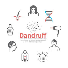 Dandruff banner. Vector signs for web graphics.