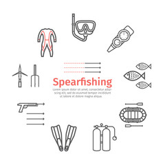 Spearfishing banner. Vector signs for web graphics.