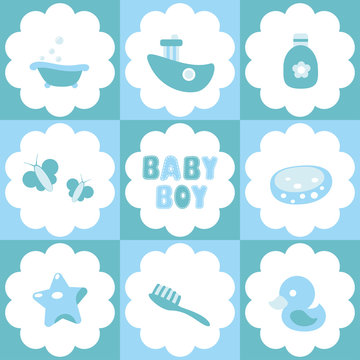 Baby Boy - Set Of Blue Shower Symbols