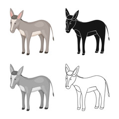 Isolated object of donkey  and animal logo. Set of donkey  and grey  stock symbol for web.