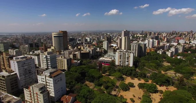 Porto Alegre Aerial: Rio Grande Do Sul Drone view of the city. Brazil travel and hospitality destination.