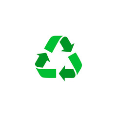 Green recycle sign Vector icon. Trash symbol. Eco bio waste concept. Arrow sign isolated on white, flat design for web, website