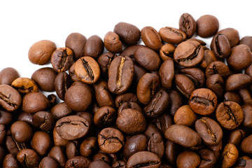 coffee beans close-up on a white background