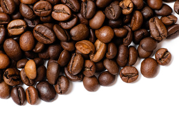 coffee beans close-up on a white background