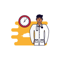 doctor professional with clock time