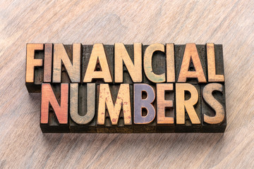 financial numbers in letterpress wood type