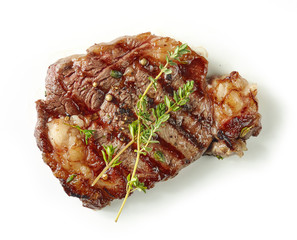 grilled steak on white background