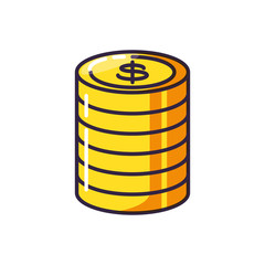 pile of coins dollar isolated icon
