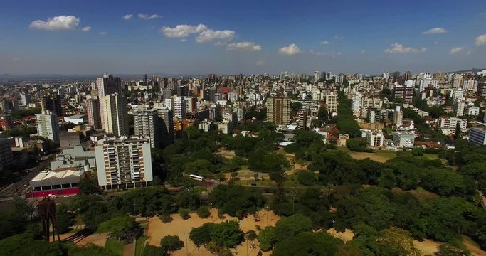 Porto Alegre, Rio Grande Do Sul: Aerial view of the "Gaucho" Capital, in Brazil. Urban landscape in traditional Brazilian area. Drone video of POA with Airflow Creations travel and hospitality.
