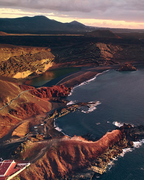 Charco de los Clicos, Lanzarote mountains on the coast of Spain