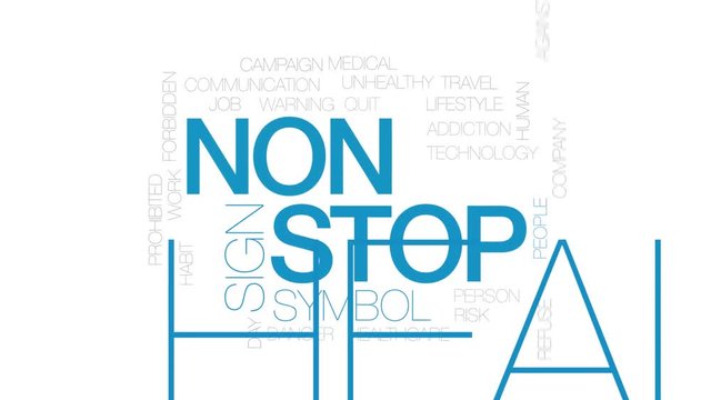 Non stop animated word cloud. Kinetic typography.